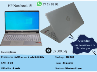 Vente d'un ordinateur hp Notebook 15